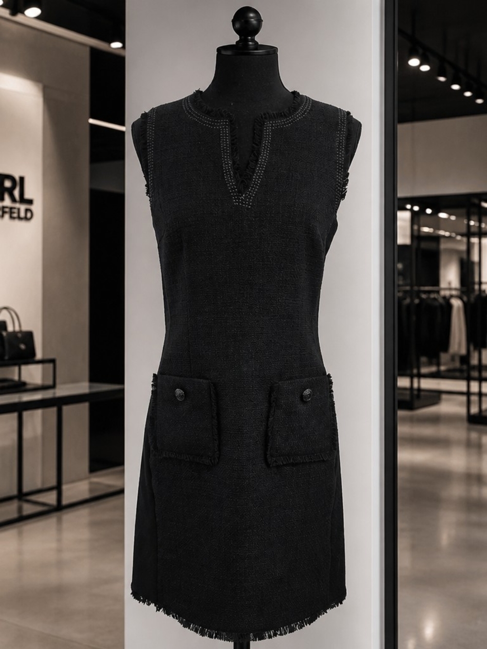 Karl Lagerfield Paris Black Tweed Dress Size 4